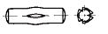DIN 1475 - Штифт насеченный. Насечки на одной трети длины, расположенной посередине штифта Штифт насеченный. Насечки на половине  длины, расположенной посередине штифта